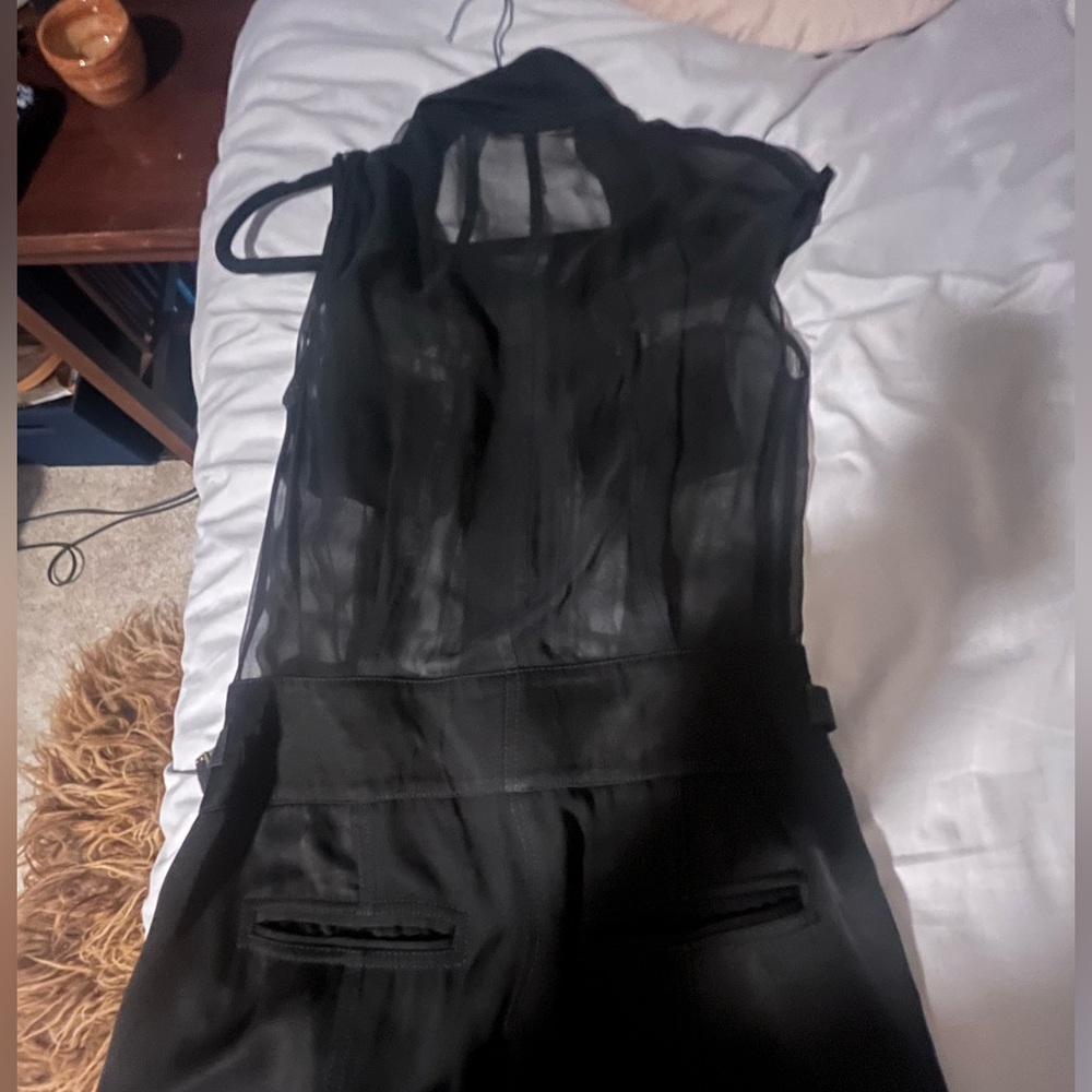 Jason Wu Black Sheer Utility Jumpsuit XS (US 2) Gold Zip Detail - Picture 11 of 16
